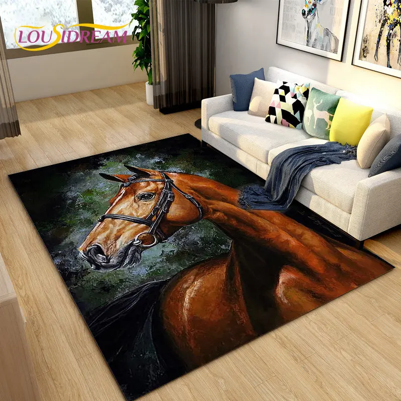 Outdoor Camping Mats Large - 3D Light Luxury Modern Horse Area