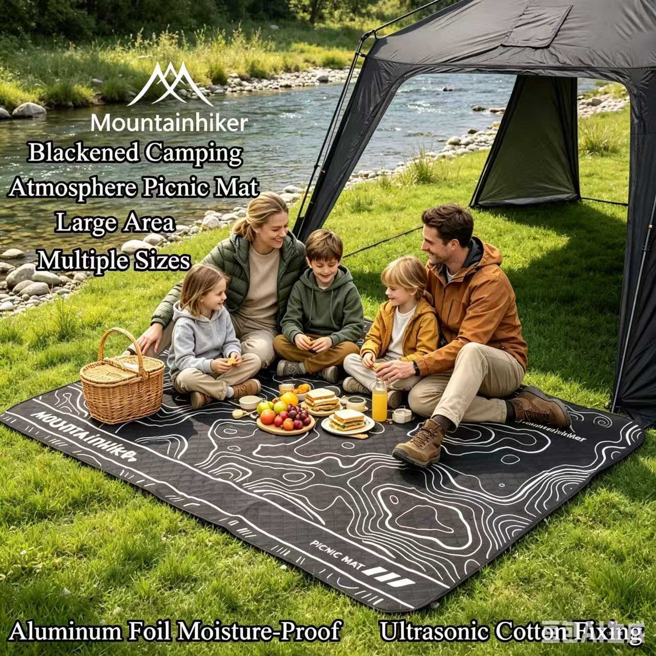 Outdoor Camping Mats Large - MOUNTAINHIKER Blackened Picnic Mat Extra Large