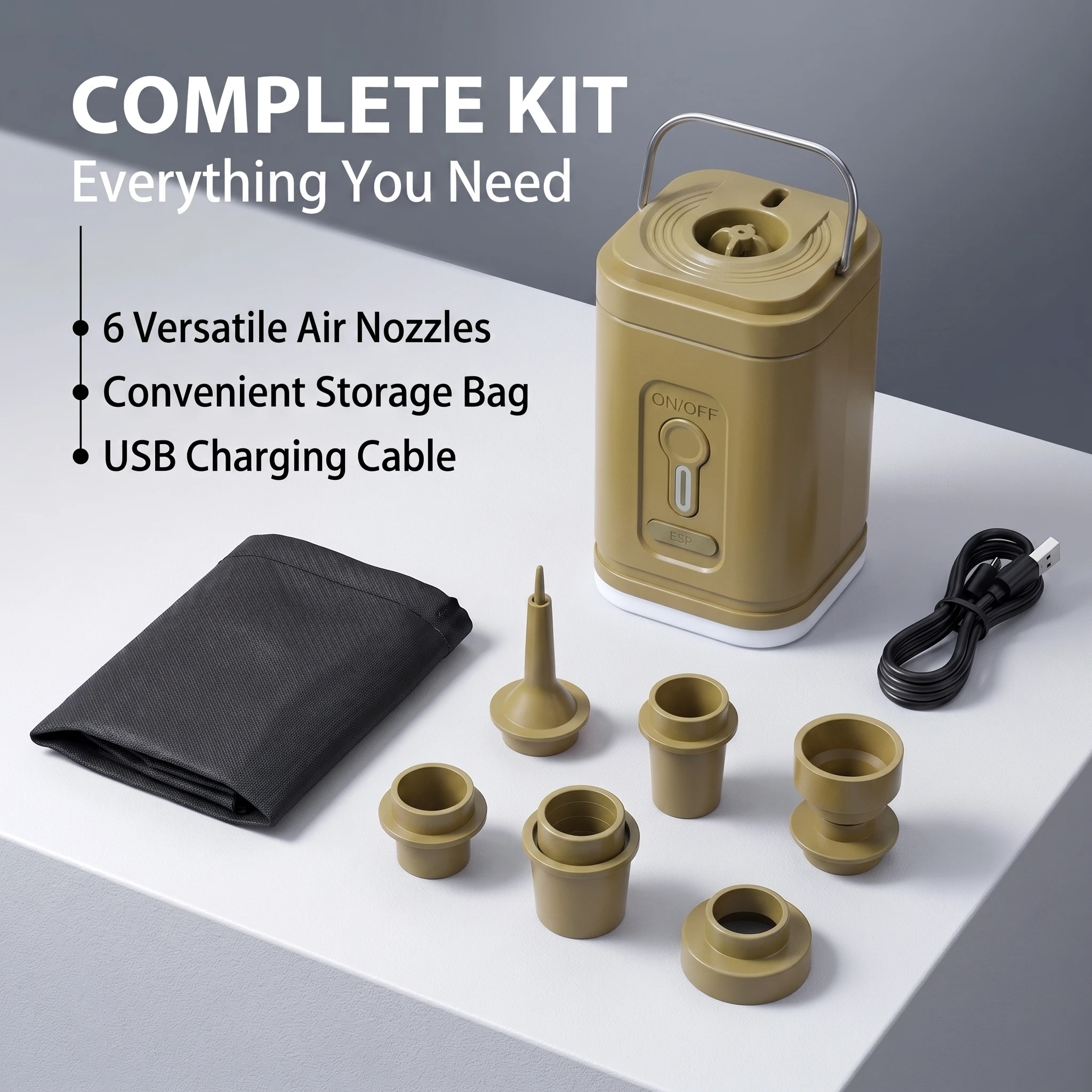 Outdoor Inflatable Camping Tent With Air Pump - Cordless Mini Air Pump USB-C Rechargeable