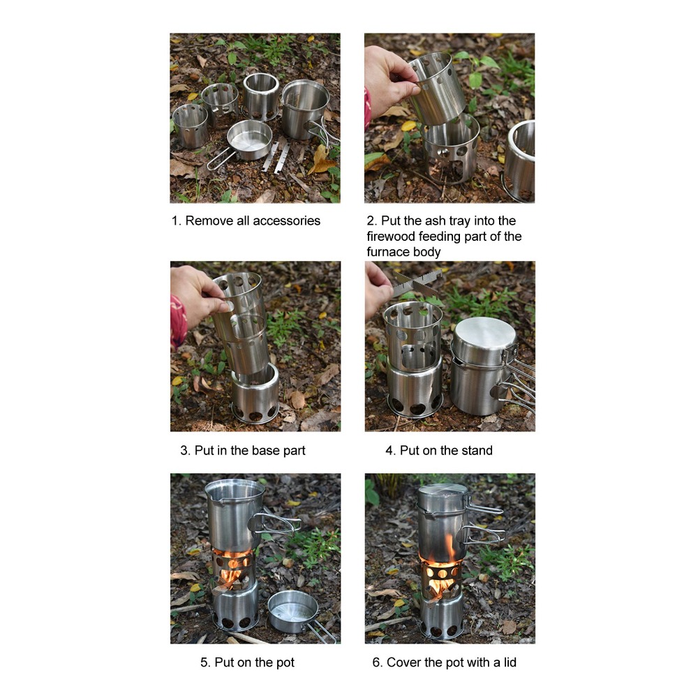 Durable Stainless Steel Campin - Camp Cooking Set recension och pris