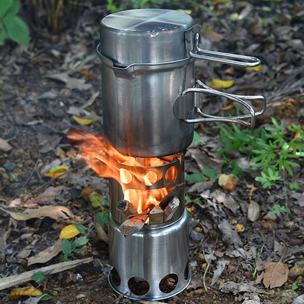 Durable Stainless Steel Campin - Camp Cooking Set recension och pris