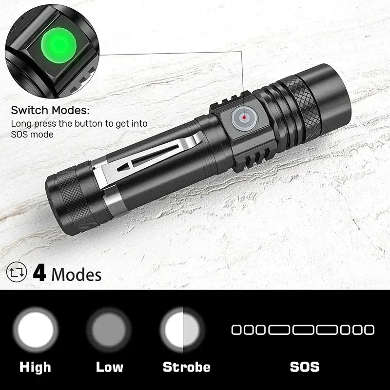 Rechargeable T6 Handheld Flash - Outdoor Camping Adventure recension och pris
