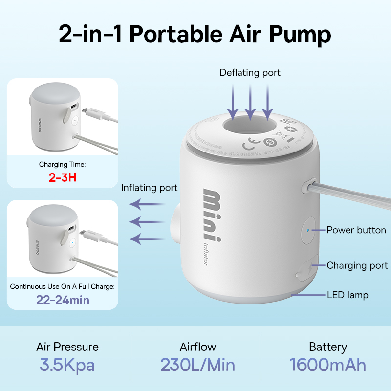 Baseus Mini Air Pump Portable  - Outdoor Inflatable Camping Tent With Air Pump recension och pris