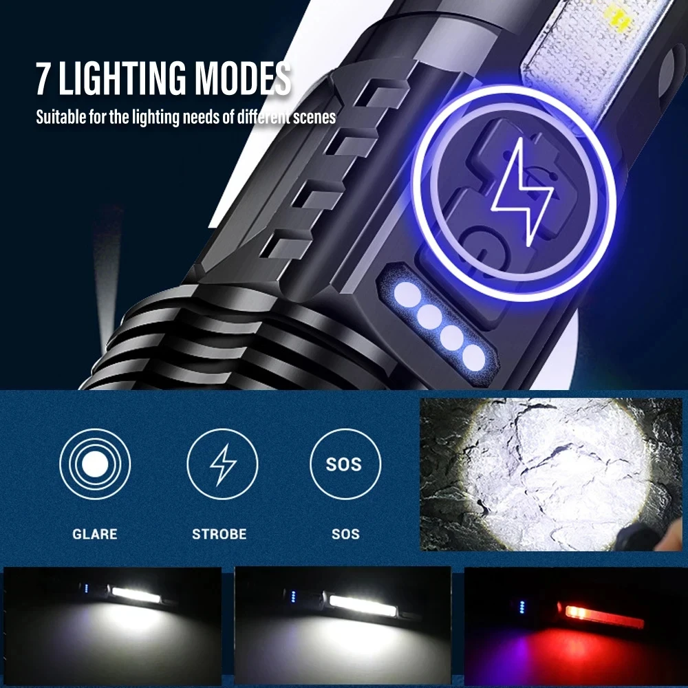 Powerful XHP50 LED Flashlight  - Outdoor Camping Adventure recension och pris