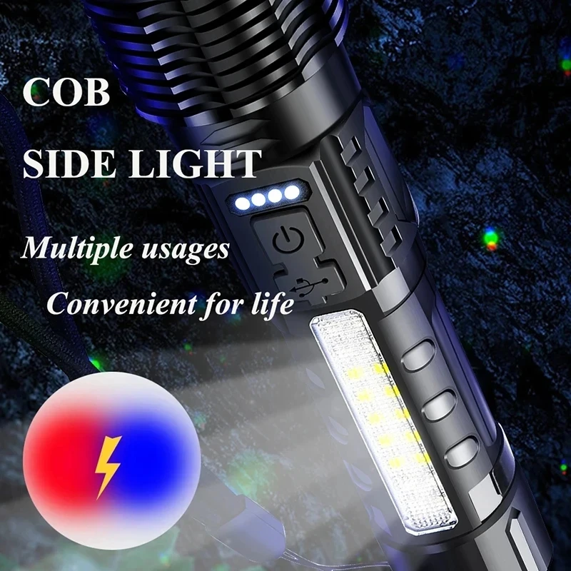 Powerful XHP50 LED Flashlight  - Outdoor Camping Adventure recension och pris