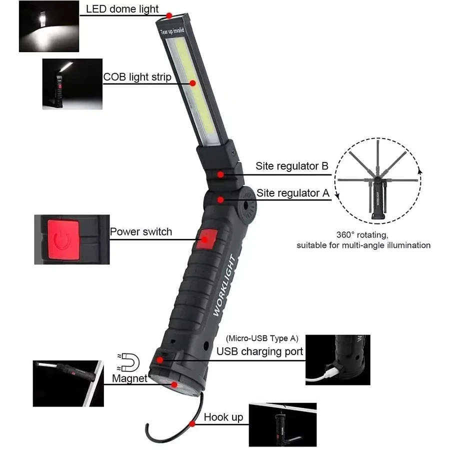 New Portable COB LED Flashligh - Outdoor Camping Lamp recension och pris