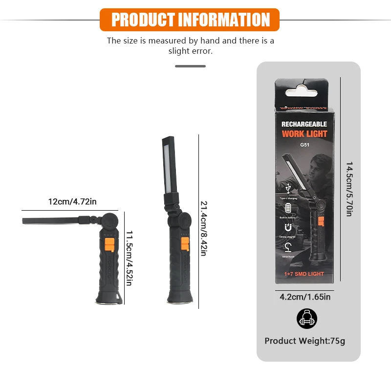 Portable COB LED Flashlight Re - Outdoor Camping Lamp recension och pris